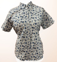 Double TWO - Short sleeve blouse with blue flower pattern